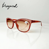 MEGASOL 抗UV400濾藍光閃鑽貴氣紅老花眼鏡(閃亮時尚貴氣紅-CS002)