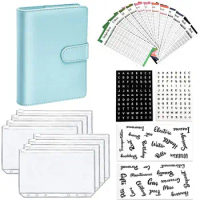 A6 Binder Budget Planner,PU Notebook Binder Budget Cover,Pockets Cash Zipper Envelopes System,Expense Budget Organizer B