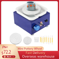 Mini Electric Pottery Wheel Machine for Art Crafts Ceramic Pottery Wheel Clay Tools 2 Turntable with 6.5+10CM Tray Sculpting Kit