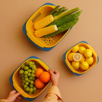 塑料雙層洗菜籃瀝水籃創意家用廚房洗菜籃子多功能水果菜籃洗菜盆