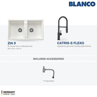 Kitchen Sink Bak Cuci Piring Granit 2 Lubang BLANCO Silgranit ZIA 9 - Paket Kitchen Sink dan Keran D