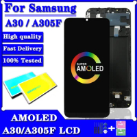 Super Amoled For Samsung A30 LCD Display Touch Screen With frame Digitizer Assembly A30 A305/DS A305F A305FD A305A LCD