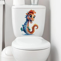 cartoon cute sea horse wall stickers for bathroonm and closestool Self-adhesive painting，decorate closestool pvc 341