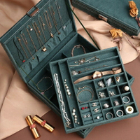 首飾盒 多功能耳環項鏈耳釘收納盒簡約家用大容量戒指耳飾手飾品盒