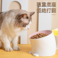 貓碗陶瓷狗碗貓食盆雙碗防打翻歪脖斜口保護頸椎寵物喝水碗糧飯盆