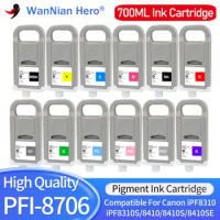 PFI8706 PFI-8706 ink cartridge 700ml compatible for Canon iPF8310 iPF8310S iPF8410 iPF8410S iPF8410SE Printer with Pigment ink
