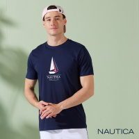 Nautica男裝 品牌LOGO帆船圖騰短袖T恤-深藍