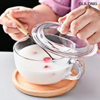 耐熱鋼化玻璃杯大號加厚大容量帶蓋早餐杯牛奶杯麥片杯泡花茶水杯