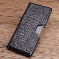 Genuine Cowhide Leather Crocodile Case For Honor Magic V2 Plug-in Business Cover