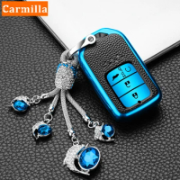 TPU Leather for Honda CRV Accord Civic Vezel HR-V URV HRV Pilot Fit Freed Car Key Case Cover Keychain Protector Accessories
