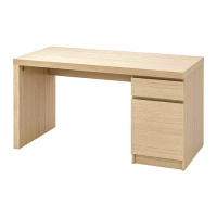 MALM 書桌/工作桌, 實木貼皮, 染白橡木