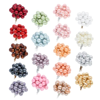 100pcs Mini Berries Simulation Fruit Artificial Pearl Flower Stamens Red Cherry Wedding Christmas DIY Gift Box Decorated Wreath