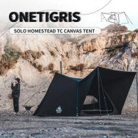 OneTigris SOLO 2.0 HOMESTEAD CAMPING TENT Pro TC Version Shelter With Tent Poles for Bushcrafters &amp; Survivalists Hunting Hiking