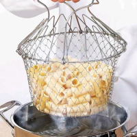 1PCMultifunctional Collapsible Steam Rinse Filter, French Chef Basket, Drainer Magic Basket, Mesh Basket Filter Mesh