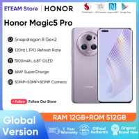 Original HONOR Magic 5 Pro Snapdragon 8 Gen 2 Global Version 512GB 120Hz Triple 50MP Cameras 100X Digital Zoom 66W Super Charge