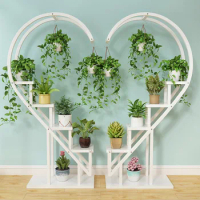 Parlor Home Decoration Iron Stand, 5 Tier Wooden Board, Corner Floral Hook, Love Shape, Room Display, Arch Backdrop Decor