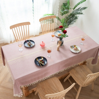長方形餐桌法式田園複古繡花棉麻佈茶蓋巾