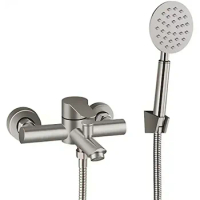 Bathroom Brushed Bathtub Faucet Wall Mount Filler with Handheld Rainfall Sprayer Shower Set Mixer Taps SUS304 Stainless Steel