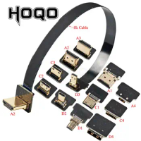 FPV HDMI-compatible UP/Down Angle Micro HDMI to HDMI 90 Degree Flexible Hdmi Flat Ribbon Cable 20pin Plug HDMI Raspberry Pi 4