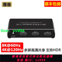 魔獸HDMI 2.1版 8K一分二 1進2出 分屏器 分配器4K@120Hz 8K@60Hz