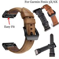 26mm leather strap for Garmin Fenix 5x 5X Plus 6X 6X Pro smart watch accessories bracelet band For Garmin Fenix 3 3 HR belt