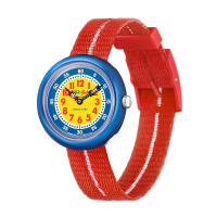 【Flik Flak】兒童手錶 復古 紅 RETRO RED 兒童錶 編織錶帶 瑞士錶 錶(31.85mm)