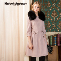 【Kinloch Anderson】氣質圓領蝴蝶結抽褶洋裝連身裙 金安德森女裝(KA0667007 粉紫/深藍)