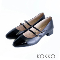 【KOKKO 集團】貴氣小香風拼接低跟瑪莉珍鞋(漆皮黑)