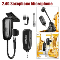 2.4G Saxophone Microphone Non Slip Wireless Receiver Transmitter Wireless Clip-on Lapel Condenser Microphone Accessory