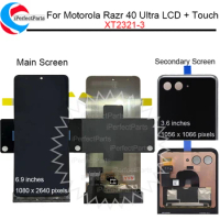 AMOLED Second External LCD For Motorola Razr 40 Ultra Display Touch Screen Digitizer Assembly For Moto Razr 40Ultra Main LCD
