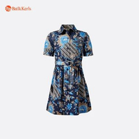 Batik Keris Dress Anak Batik Lengan Pendek Motif Merak Puri Lestari XL Navy