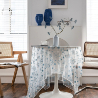 Yi Manqi Yun Tablecloth Blue Snowflake Glue Printing Cake Photography Background Christmas Prop Clot