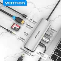 Vention USB C HUB 4K 60Hz Type C to HDMI 2.0 RJ45 PD 100W Adapter For Macbook Air Pro iPad Pro M2 M1 PC Accessories USB 3.0 HUB