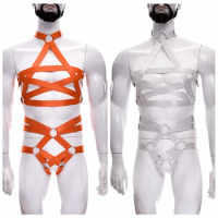 Pentagram Men Elastic Harness Straps Jockstrap Sexy Lingerie Set Gay Sissy G-string Hollow Fetish Harness Belt Man Body Cage
