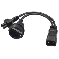 32cm/1ft IEC320 C14 to IEC320 C5 + 2 Hole EU4.8mm Power Cord 1 in 2 Out Y-splitter Adapter Cable Extension Wire Line