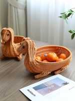 仿藤編水果籃創意動物果盤客廳擺放干果零食收納筐饅頭筐編織籃子