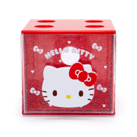 小禮堂 Hello Kitty 方形單抽收納盒 透明抽屜盒 堆疊收納盒 積木盒 飾品盒 (紅 果凍文具) 4550337-612590
