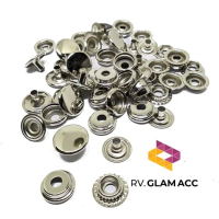 DHTECHNICA (12 SET) Kancing Cetet Besi 15 Mm Kancing Ring Snap Kancing Jaket NIKEL Material Logam Be