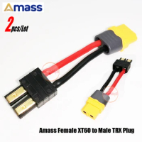 2pcs Amass Female XT60 to Male TRX Plug Connector Wire for Hobbywing QuicRun Fusion PRO 2in1 60A ESC 2300KV Motor Charge Battery