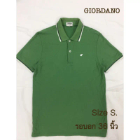 GIORDANO เสื้อโปโล เสื้อยืด คอปก สีเขียว จีออดาโน มือสอง ของแท้.