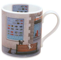 Hudson 英國骨瓷馬克杯 - 貓與水族館（Aquarium）