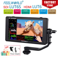 FEELWORLD LUT6S LUT6 6 Inch 2600nits 3D LUT HDR Touch Screen DSLR Camera Field Monitor 3G-SDI 4K with Waveform VectorScope