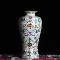 Pastel Hand-painted European New Chinese Style Lotus Lotus Vase Bottle Vase Ceramic Vase Modern Vestibule Antique Rack vase