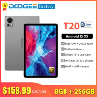 DOOGEE T20 Tablet 8GB 256GB 10.4 Inch 2K TÜV 2000*1200 Display Tablets Widevine L1 Four Hi-Res Speakers Pad 8300mAh Android 12