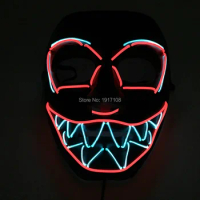 2021EL mask LED neon light on by 3V driver EL wire mask for glow party supplies and Bar Discos cheering parties
