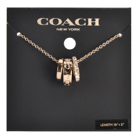 COACH 經典滿版C字LOGO三環造型水晶鑲鑽項鍊-金色