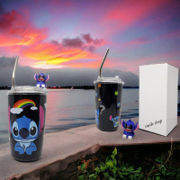 termos vakum TUMBLER GELAS STANLESS 304, ES BATU TAHAN 6-8 JAM,KARAKTER LUCU KUROMI,480ML +FREE PACK
