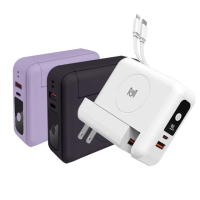 【MCK】台灣製造10000mAh 22.5W多合一快無線充電行動電源(可拆卸充電頭和自帶線)