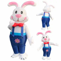 Easter Adult Bunny Inflatable Costume Festival Cosplay Party Funny Blow Up Suit Halloween Cartoon Doll Unisex Performance Props