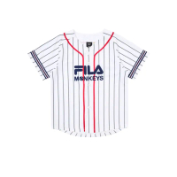【FILA官方直營】KIDS x Rakuten 樂天聯名 男童/女童 短袖球衣-白色(1TEZ-4604-WT)